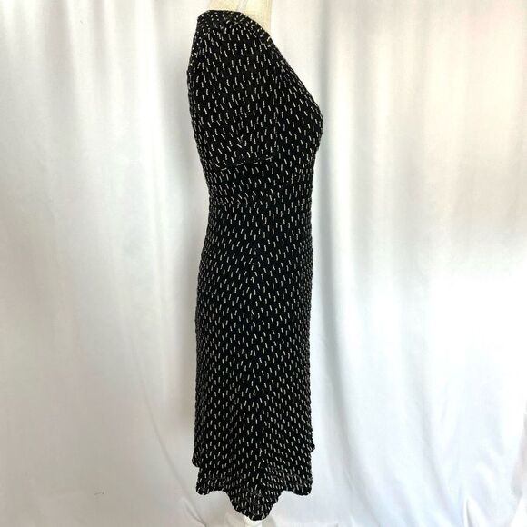 Anna Sui Designer Dress Black & Cream Knit Fit & Flare Midi Vintage Style - Picture 2 of 13